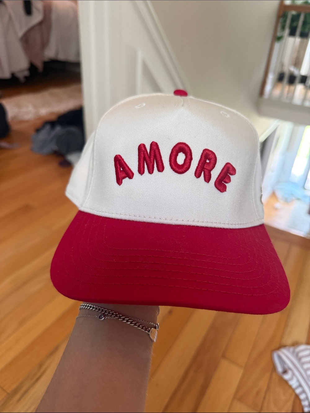 Amore Red and White trucker Cap -